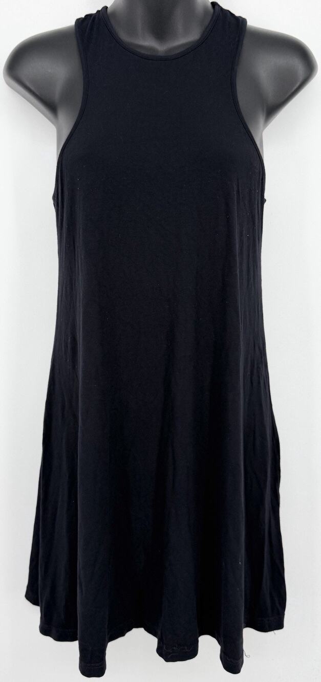 Fighting Eel Hawaii Womens Black Shift Dress Large High Neck Sleeveless Casual